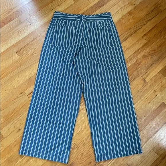 American Eagle Striped Blue Wide-Leg high waisted palazzo Pants 16 - Picture 6 of 11